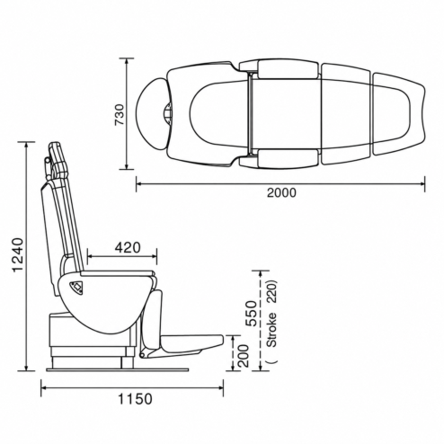 Takara Belmont Esthe Place Beauty Bed dimensions