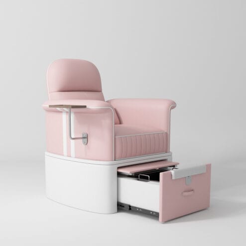 SkinMate Edge Pedicure Chair in Blush pink.