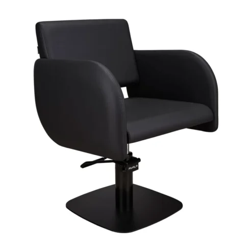 Ayala Levante Hydraulic Styling Chair in black diagonal front view