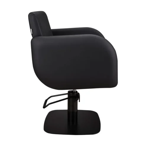 Ayala Levante Hydraulic Styling Chair in black showing the side of the chair