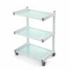 White Three Tier Glass Shelved Trolley