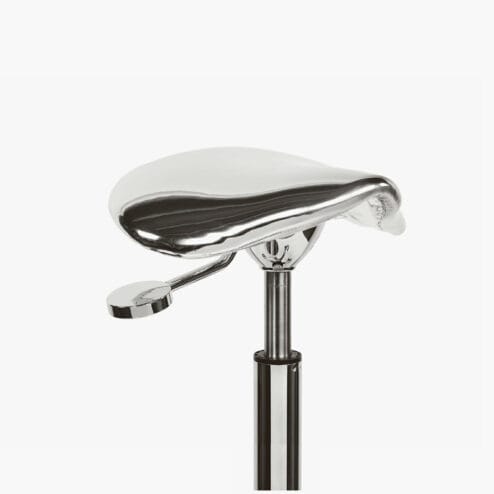 Rollercoaster Eccentric Silver Saddle Stool
