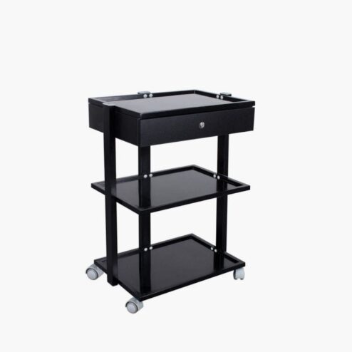Three Tier Black Locking Trolley