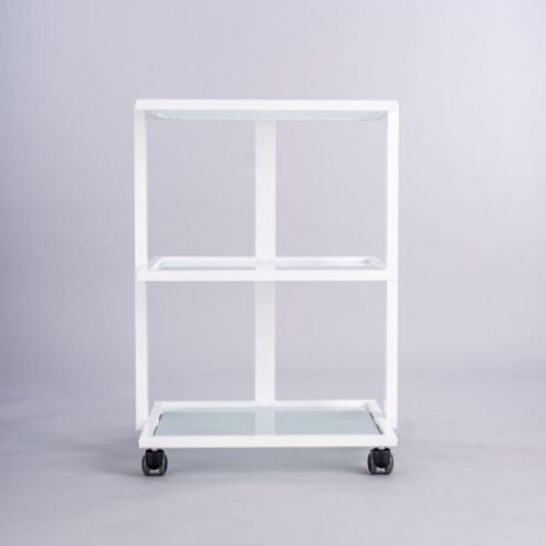 White 3 Tier Glass Shelved Beauty Trolley