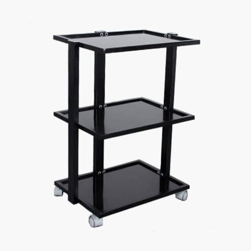 Black 3 Tier Glass Shelved Beauty Trolley