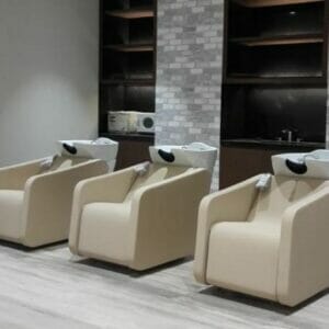 iu & Nau, Mumbai, India featuring a coordinating selection of Nelson Mobilier Salon Furniture in an contemporary setting.