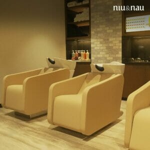 iu & Nau, Mumbai, India featuring a coordinating selection of Nelson Mobilier Salon Furniture in an contemporary setting.