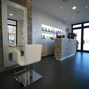 Evelyn Hair Salon, Milan, Italy featuring Nelson Mobilier Salon Furniture