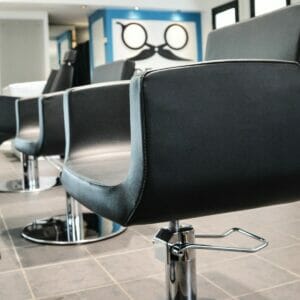 Demo Hair Stylist, Italy featuring a coordinating selection of Nelson Mobilier Salon Furniture in a contemporary setting.