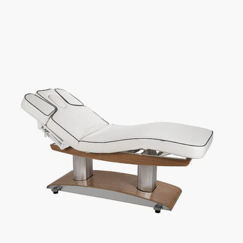 REM Oslo Treatment Beauty Couch in White with Grey Piping